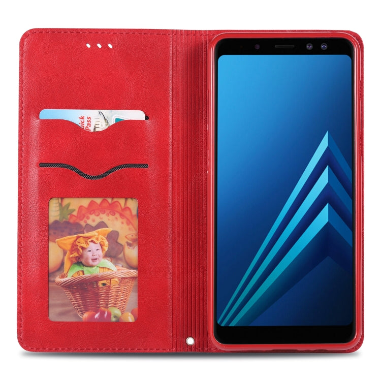 For Galaxy A8 2018 AZNS Retro Texture Magnetic Horizontal Flip PU Leather Case with Holder & Card Slots & Photo Frame