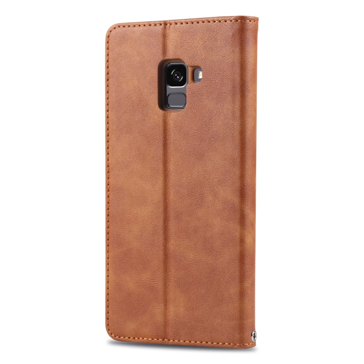 For Galaxy A8 2018 AZNS Retro Texture Magnetic Horizontal Flip PU Leather Case with Holder & Card Slots & Photo Frame