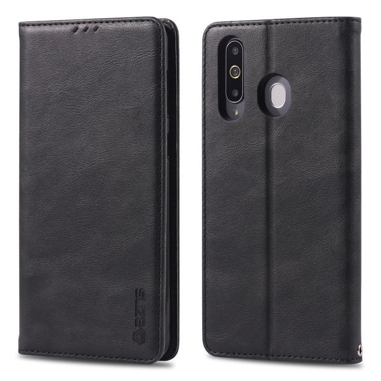 For Galaxy A8s AZNS Retro Texture Magnetic Horizontal Flip PU Leather Case with Holder & Card Slots & Photo Frame