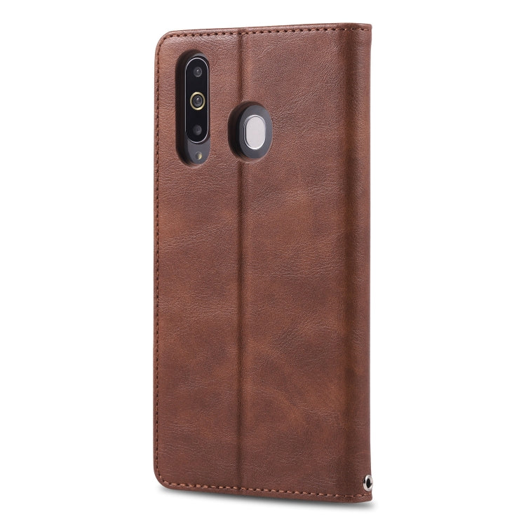 For Galaxy A8s AZNS Retro Texture Magnetic Horizontal Flip PU Leather Case with Holder & Card Slots & Photo Frame