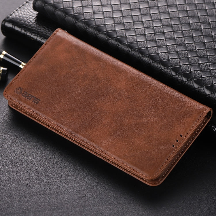 For Galaxy A8s AZNS Retro Texture Magnetic Horizontal Flip PU Leather Case with Holder & Card Slots & Photo Frame