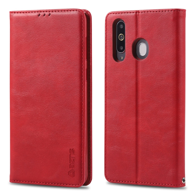 For Galaxy A8s AZNS Retro Texture Magnetic Horizontal Flip PU Leather Case with Holder & Card Slots & Photo Frame