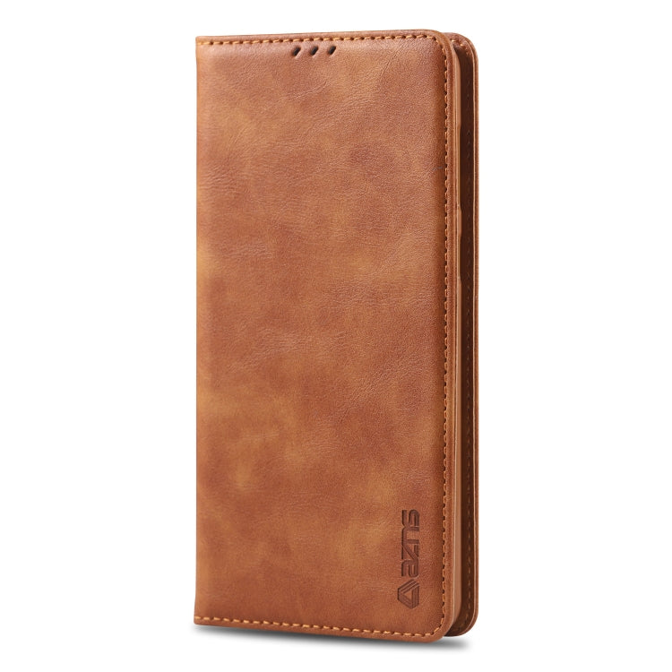 For Galaxy A8s AZNS Retro Texture Magnetic Horizontal Flip PU Leather Case with Holder & Card Slots & Photo Frame