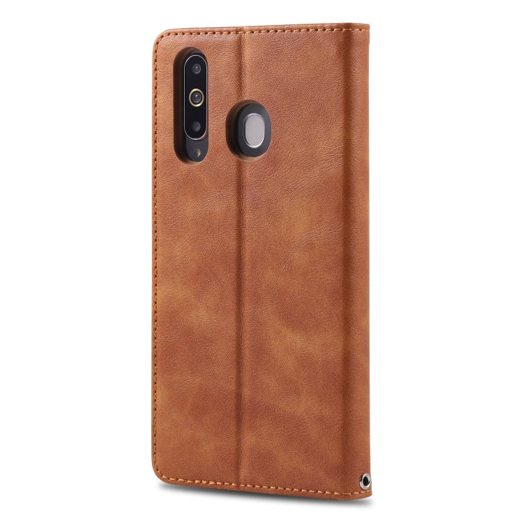 For Galaxy A8s AZNS Retro Texture Magnetic Horizontal Flip PU Leather Case with Holder & Card Slots & Photo Frame