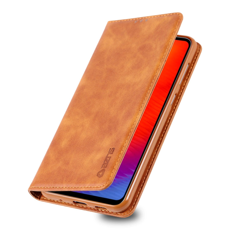 For Galaxy A8s AZNS Retro Texture Magnetic Horizontal Flip PU Leather Case with Holder & Card Slots & Photo Frame
