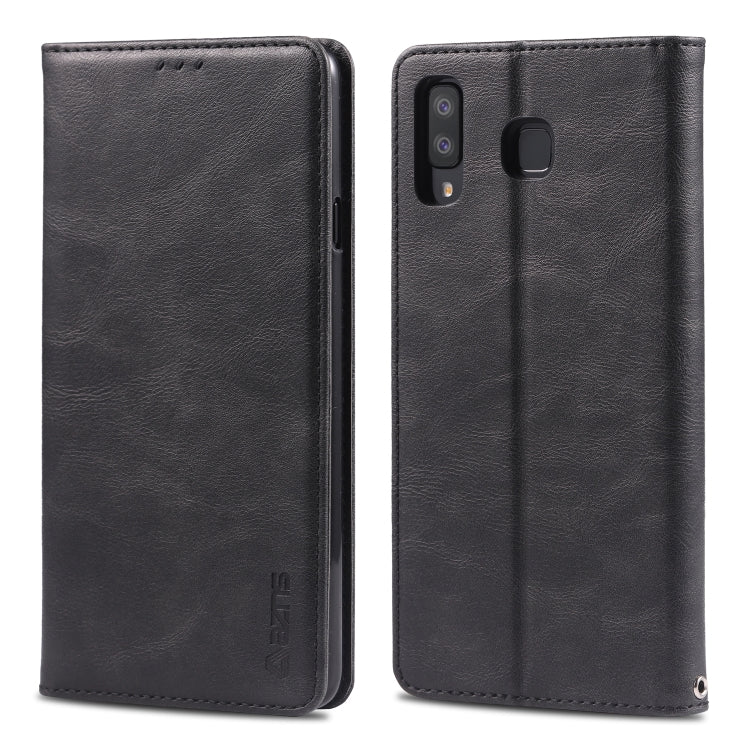 For Galaxy A8 Star/ A9 Star AZNS Retro Texture Magnetic Horizontal Flip PU Leather Case with Holder & Card Slots & Photo Frame