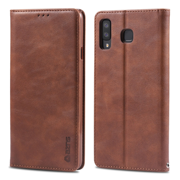For Galaxy A8 Star/ A9 Star AZNS Retro Texture Magnetic Horizontal Flip PU Leather Case with Holder & Card Slots & Photo Frame