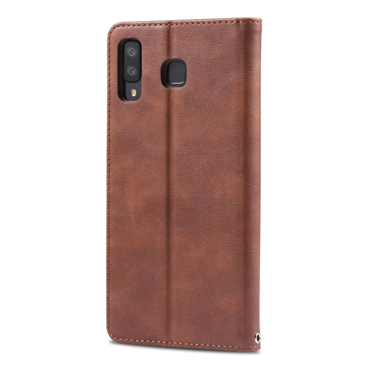 For Galaxy A8 Star/ A9 Star AZNS Retro Texture Magnetic Horizontal Flip PU Leather Case with Holder & Card Slots & Photo Frame