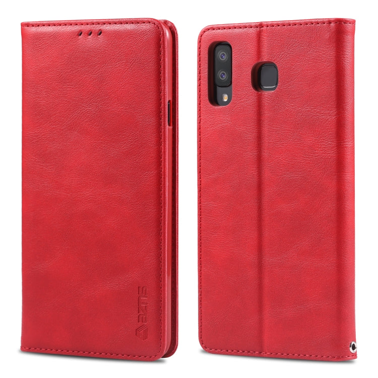 For Galaxy A8 Star/ A9 Star AZNS Retro Texture Magnetic Horizontal Flip PU Leather Case with Holder & Card Slots & Photo Frame