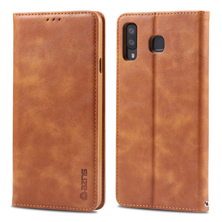 For Galaxy A8 Star/ A9 Star AZNS Retro Texture Magnetic Horizontal Flip PU Leather Case with Holder & Card Slots & Photo Frame