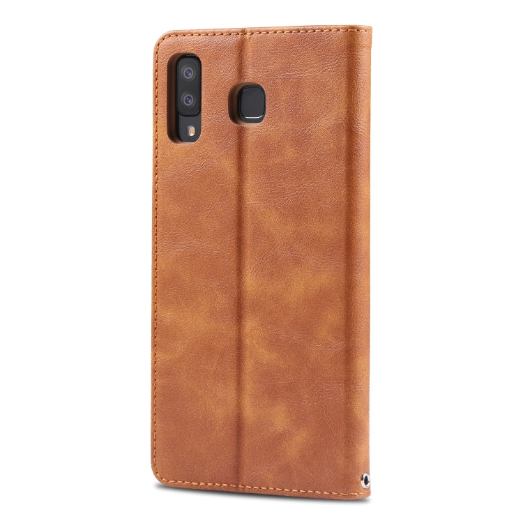 For Galaxy A8 Star/ A9 Star AZNS Retro Texture Magnetic Horizontal Flip PU Leather Case with Holder & Card Slots & Photo Frame