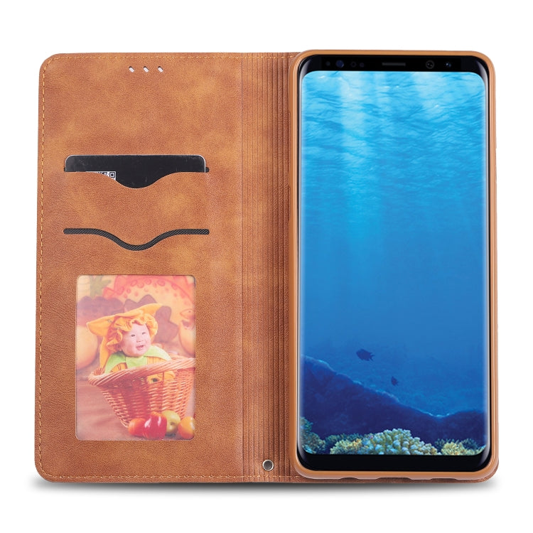 For Galaxy A8 Star/ A9 Star AZNS Retro Texture Magnetic Horizontal Flip PU Leather Case with Holder & Card Slots & Photo Frame