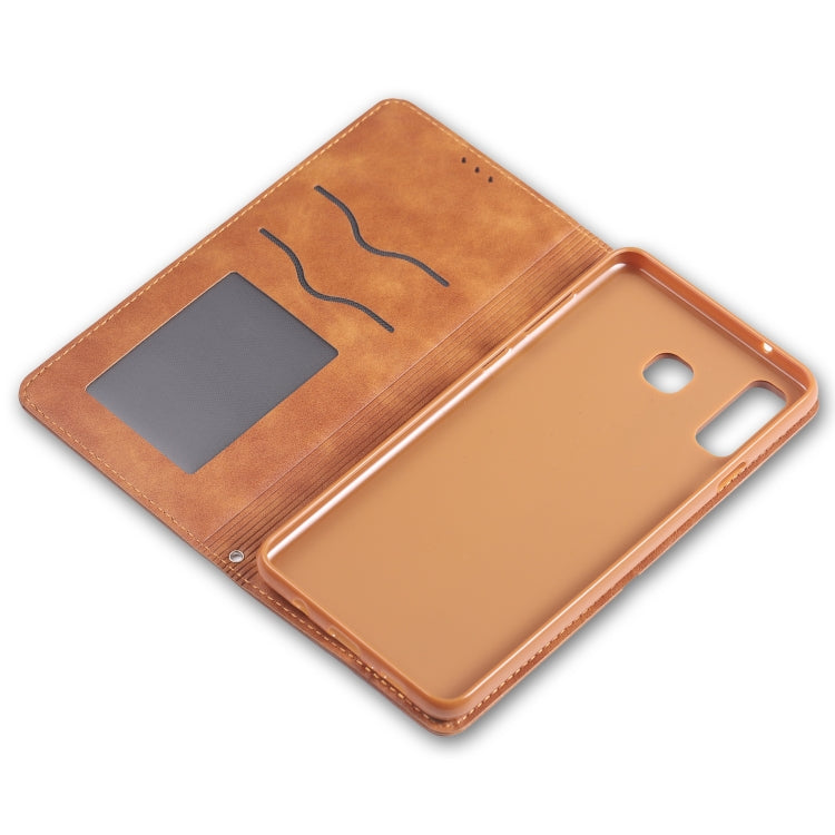 For Galaxy A8 Star/ A9 Star AZNS Retro Texture Magnetic Horizontal Flip PU Leather Case with Holder & Card Slots & Photo Frame