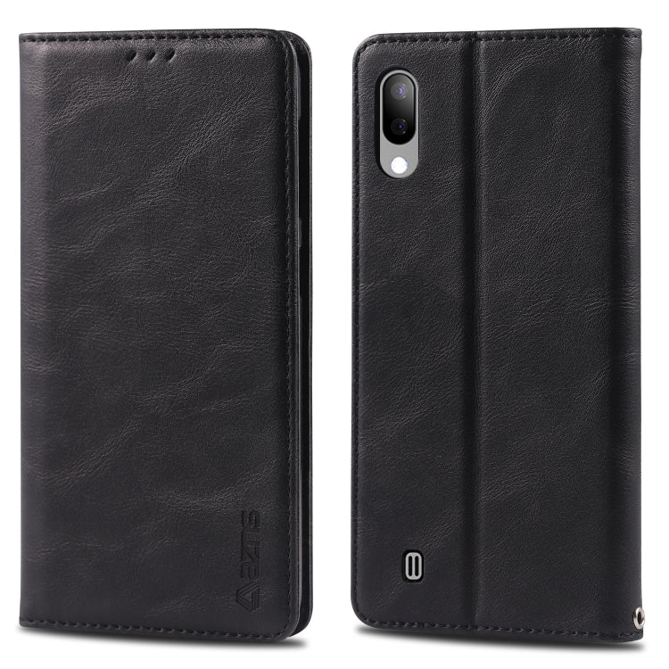 For Galaxy A10 / M10 AZNS Retro Texture Magnetic Horizontal Flip PU Leather Case with Holder & Card Slots & Photo Frame