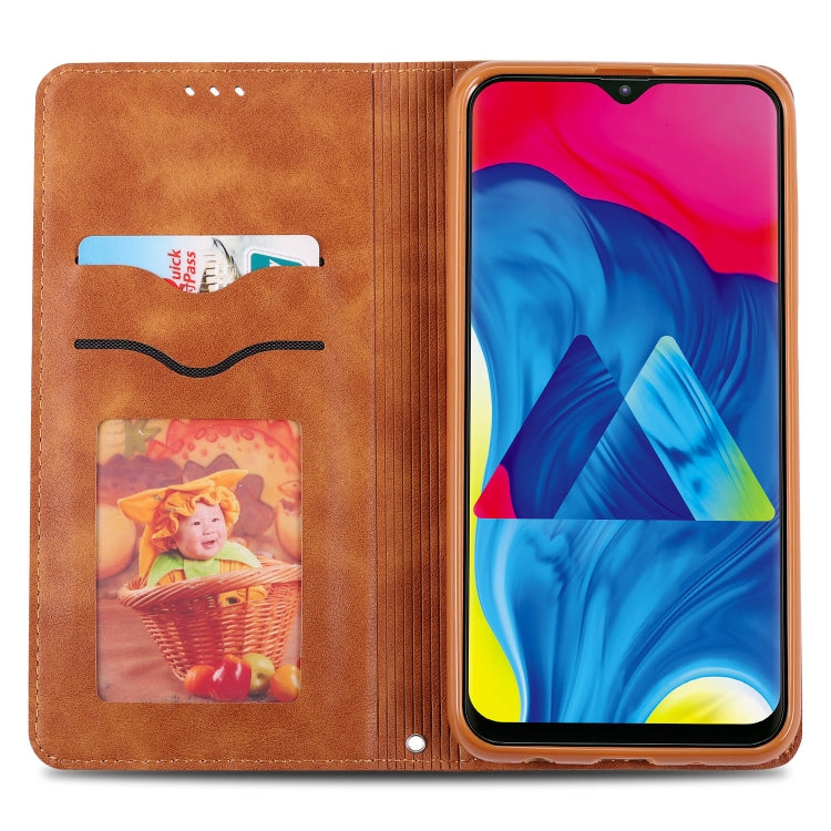 For Galaxy A10 / M10 AZNS Retro Texture Magnetic Horizontal Flip PU Leather Case with Holder & Card Slots & Photo Frame