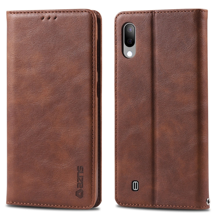 For Galaxy A10 / M10 AZNS Retro Texture Magnetic Horizontal Flip PU Leather Case with Holder & Card Slots & Photo Frame