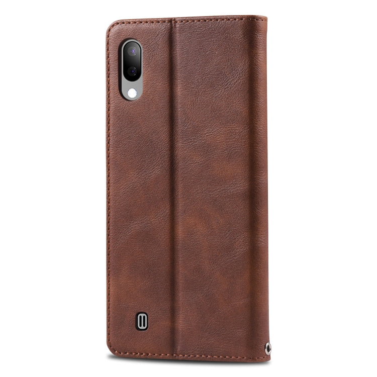 For Galaxy A10 / M10 AZNS Retro Texture Magnetic Horizontal Flip PU Leather Case with Holder & Card Slots & Photo Frame