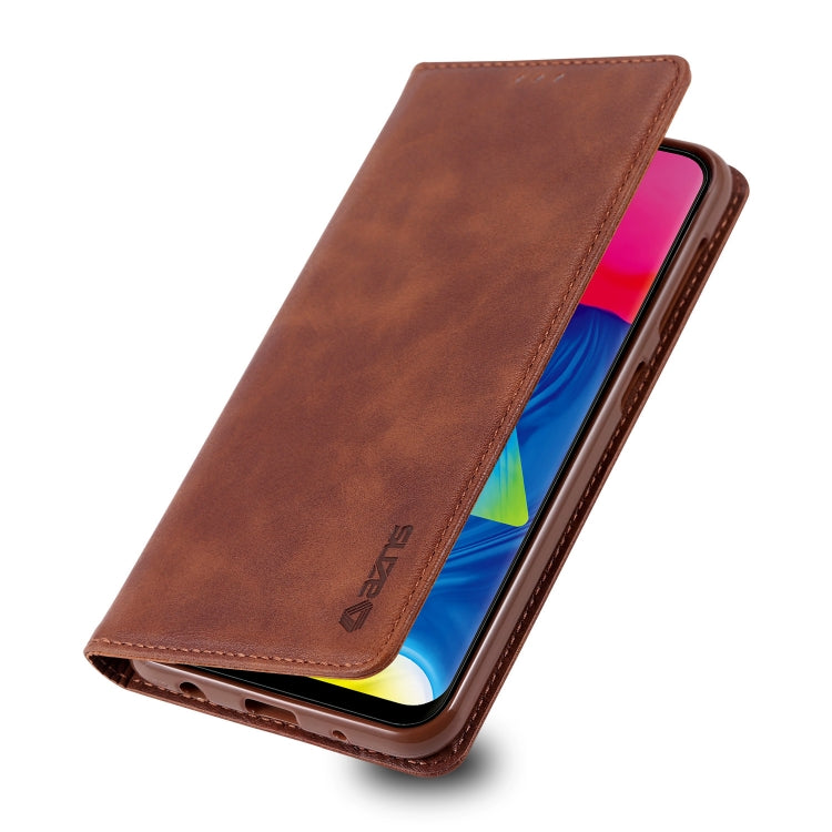 For Galaxy A10 / M10 AZNS Retro Texture Magnetic Horizontal Flip PU Leather Case with Holder & Card Slots & Photo Frame