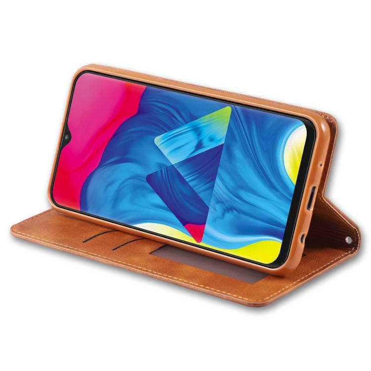 For Galaxy A10 / M10 AZNS Retro Texture Magnetic Horizontal Flip PU Leather Case with Holder & Card Slots & Photo Frame