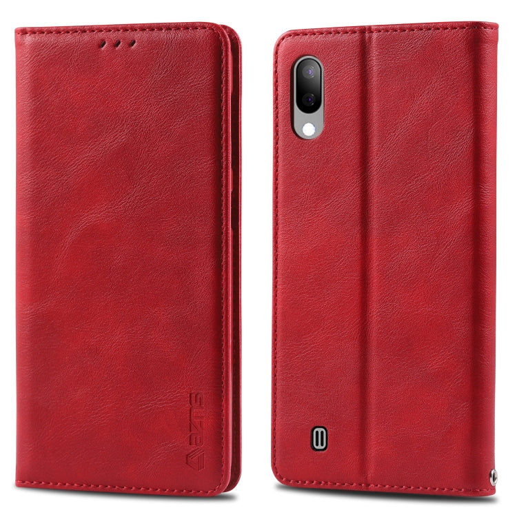 For Galaxy A10 / M10 AZNS Retro Texture Magnetic Horizontal Flip PU Leather Case with Holder & Card Slots & Photo Frame