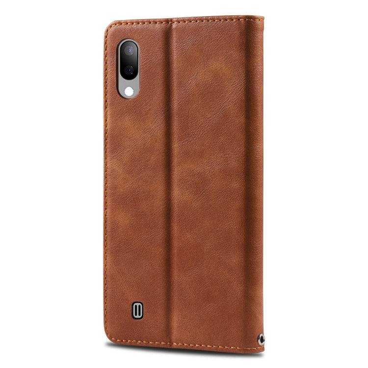 For Galaxy A10 / M10 AZNS Retro Texture Magnetic Horizontal Flip PU Leather Case with Holder & Card Slots & Photo Frame