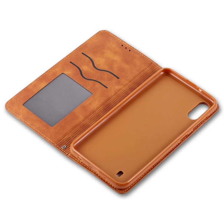 For Galaxy A10 / M10 AZNS Retro Texture Magnetic Horizontal Flip PU Leather Case with Holder & Card Slots & Photo Frame
