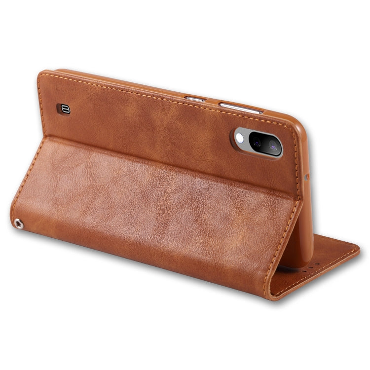 For Galaxy A10 / M10 AZNS Retro Texture Magnetic Horizontal Flip PU Leather Case with Holder & Card Slots & Photo Frame