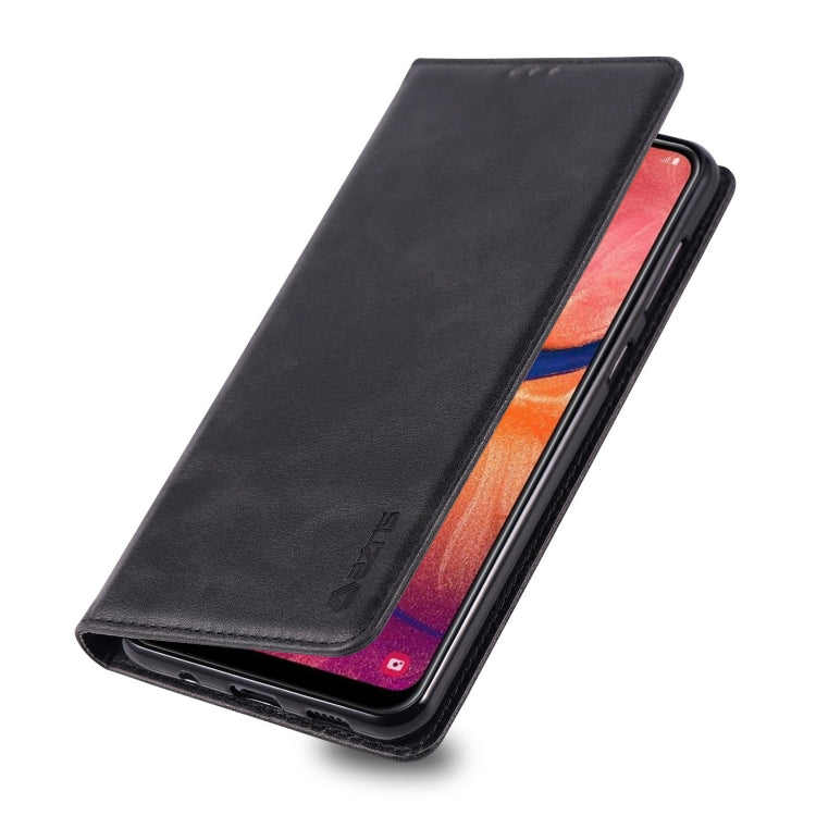 For Galaxy A20e AZNS Retro Texture Magnetic Horizontal Flip PU Leather Case with Holder & Card Slots & Photo Frame