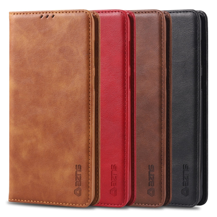 For Galaxy A20e AZNS Retro Texture Magnetic Horizontal Flip PU Leather Case with Holder & Card Slots & Photo Frame