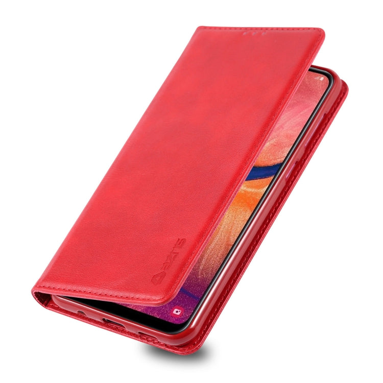 For Galaxy A20e AZNS Retro Texture Magnetic Horizontal Flip PU Leather Case with Holder & Card Slots & Photo Frame