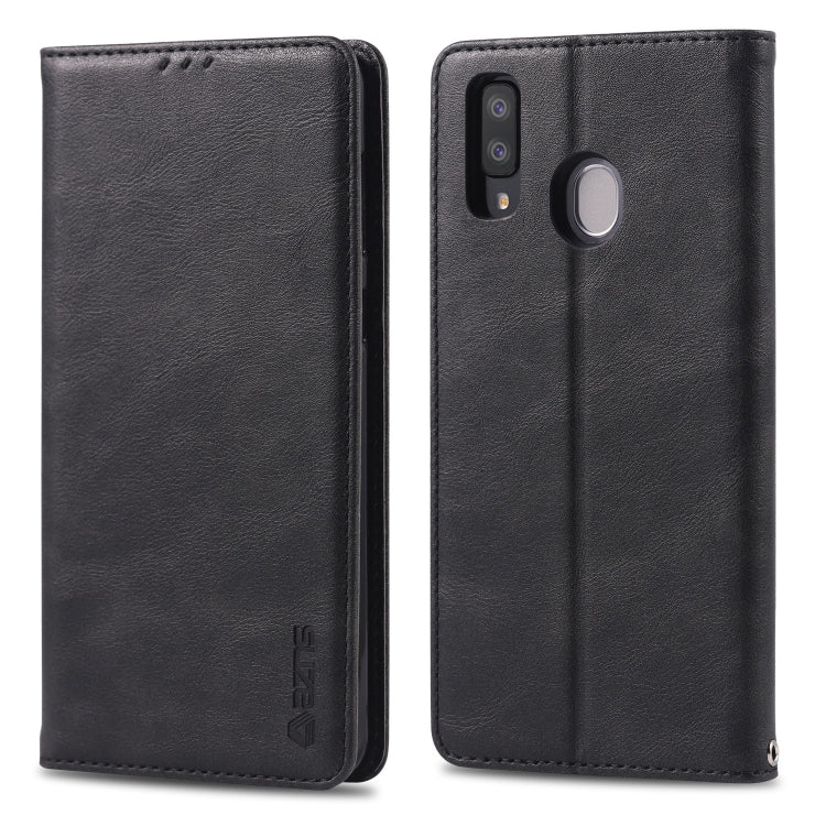 For Galaxy A30 / A20 AZNS Retro Texture Magnetic Horizontal Flip PU Leather Case with Holder & Card Slots & Photo Frame
