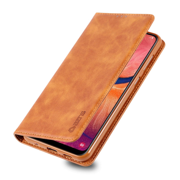 For Galaxy A30 / A20 AZNS Retro Texture Magnetic Horizontal Flip PU Leather Case with Holder & Card Slots & Photo Frame