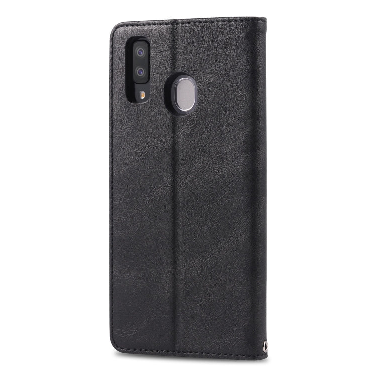 For Galaxy A40 AZNS Retro Texture Magnetic Horizontal Flip PU Leather Case with Holder & Card Slots & Photo Frame