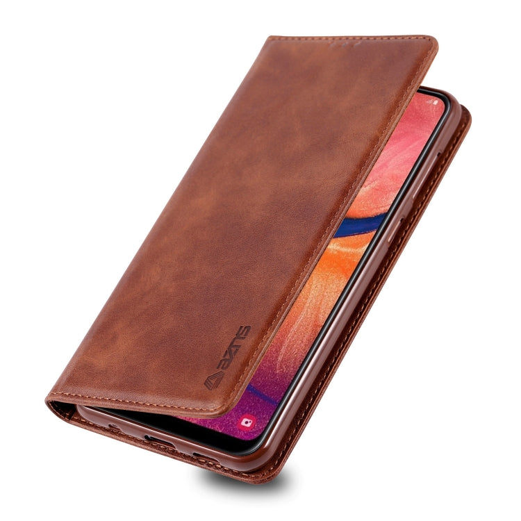For Galaxy A40 AZNS Retro Texture Magnetic Horizontal Flip PU Leather Case with Holder & Card Slots & Photo Frame