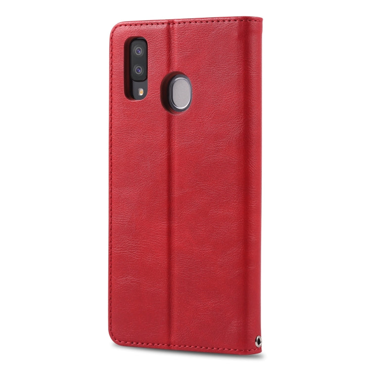 For Galaxy A40 AZNS Retro Texture Magnetic Horizontal Flip PU Leather Case with Holder & Card Slots & Photo Frame
