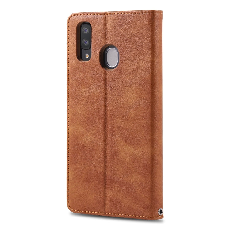 For Galaxy A40 AZNS Retro Texture Magnetic Horizontal Flip PU Leather Case with Holder & Card Slots & Photo Frame