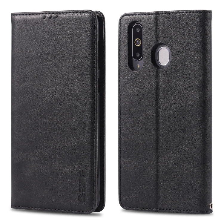 For Galaxy A40s / M30 AZNS Retro Texture Magnetic Horizontal Flip PU Leather Case with Holder & Card Slots & Photo Frame