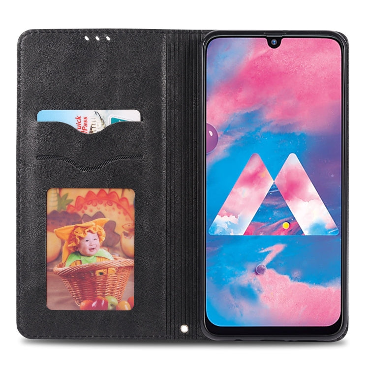 For Galaxy A40s / M30 AZNS Retro Texture Magnetic Horizontal Flip PU Leather Case with Holder & Card Slots & Photo Frame