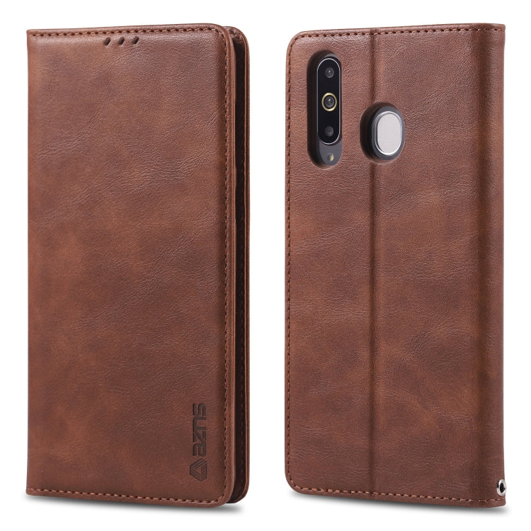 For Galaxy A40s / M30 AZNS Retro Texture Magnetic Horizontal Flip PU Leather Case with Holder & Card Slots & Photo Frame