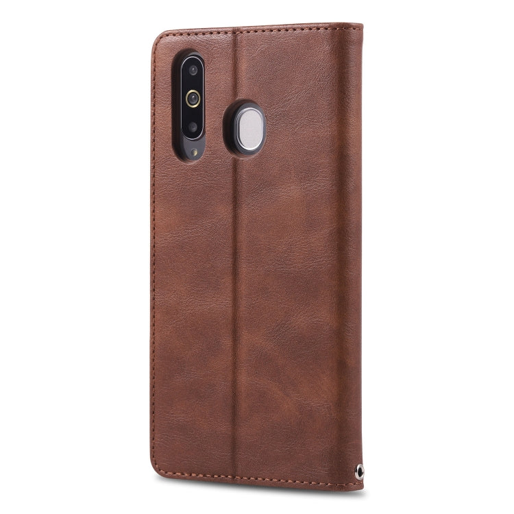 For Galaxy A40s / M30 AZNS Retro Texture Magnetic Horizontal Flip PU Leather Case with Holder & Card Slots & Photo Frame