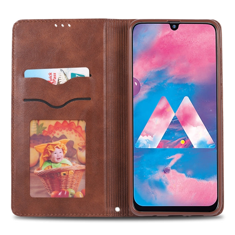 For Galaxy A40s / M30 AZNS Retro Texture Magnetic Horizontal Flip PU Leather Case with Holder & Card Slots & Photo Frame
