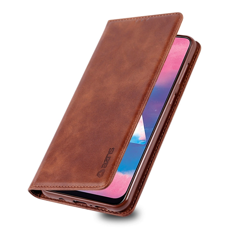 For Galaxy A40s / M30 AZNS Retro Texture Magnetic Horizontal Flip PU Leather Case with Holder & Card Slots & Photo Frame