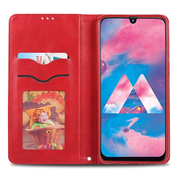 For Galaxy A40s / M30 AZNS Retro Texture Magnetic Horizontal Flip PU Leather Case with Holder & Card Slots & Photo Frame