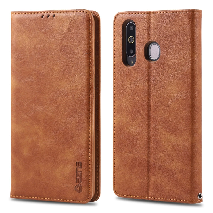 For Galaxy A40s / M30 AZNS Retro Texture Magnetic Horizontal Flip PU Leather Case with Holder & Card Slots & Photo Frame