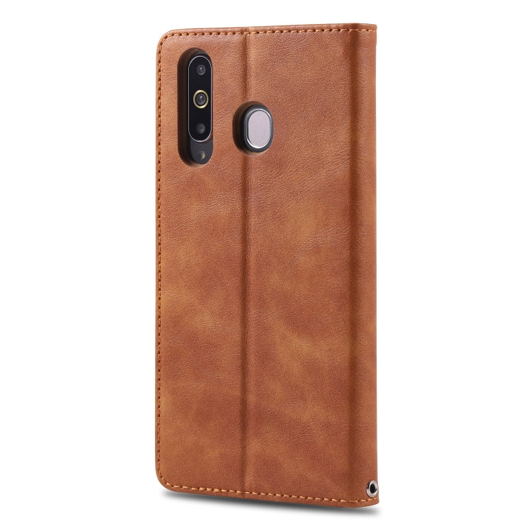 For Galaxy A40s / M30 AZNS Retro Texture Magnetic Horizontal Flip PU Leather Case with Holder & Card Slots & Photo Frame