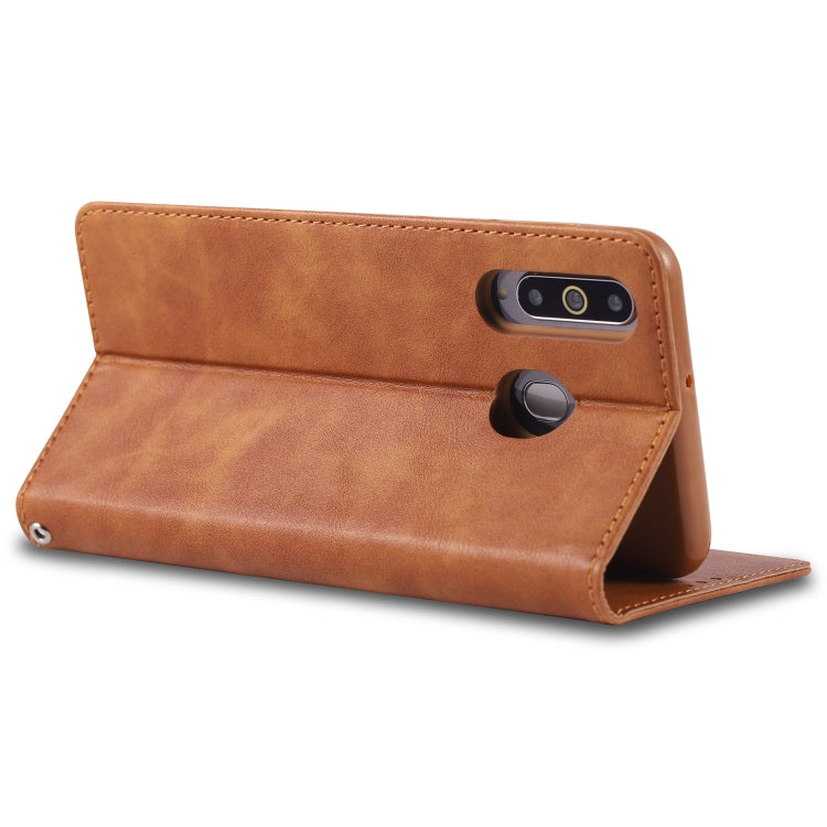 For Galaxy A40s / M30 AZNS Retro Texture Magnetic Horizontal Flip PU Leather Case with Holder & Card Slots & Photo Frame