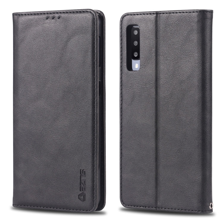 For Galaxy A50 AZNS Retro Texture Magnetic Horizontal Flip PU Leather Case with Holder & Card Slots & Photo Frame