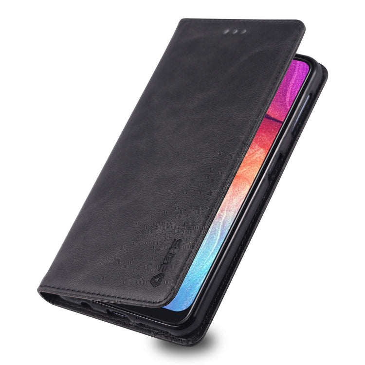 For Galaxy A50 AZNS Retro Texture Magnetic Horizontal Flip PU Leather Case with Holder & Card Slots & Photo Frame
