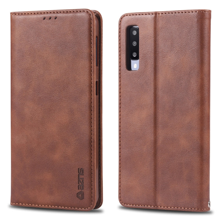 For Galaxy A50 AZNS Retro Texture Magnetic Horizontal Flip PU Leather Case with Holder & Card Slots & Photo Frame