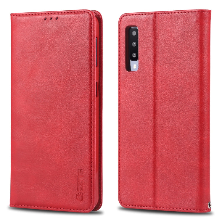 For Galaxy A50 AZNS Retro Texture Magnetic Horizontal Flip PU Leather Case with Holder & Card Slots & Photo Frame